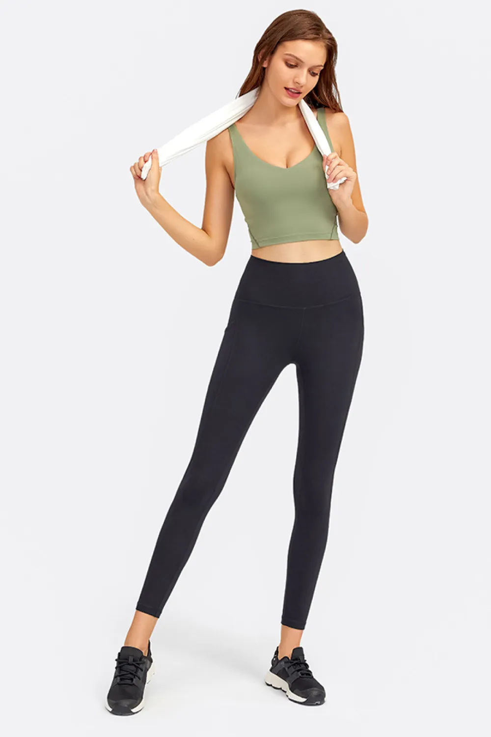 Deep V-Neck Crop Sports Bra, image 26