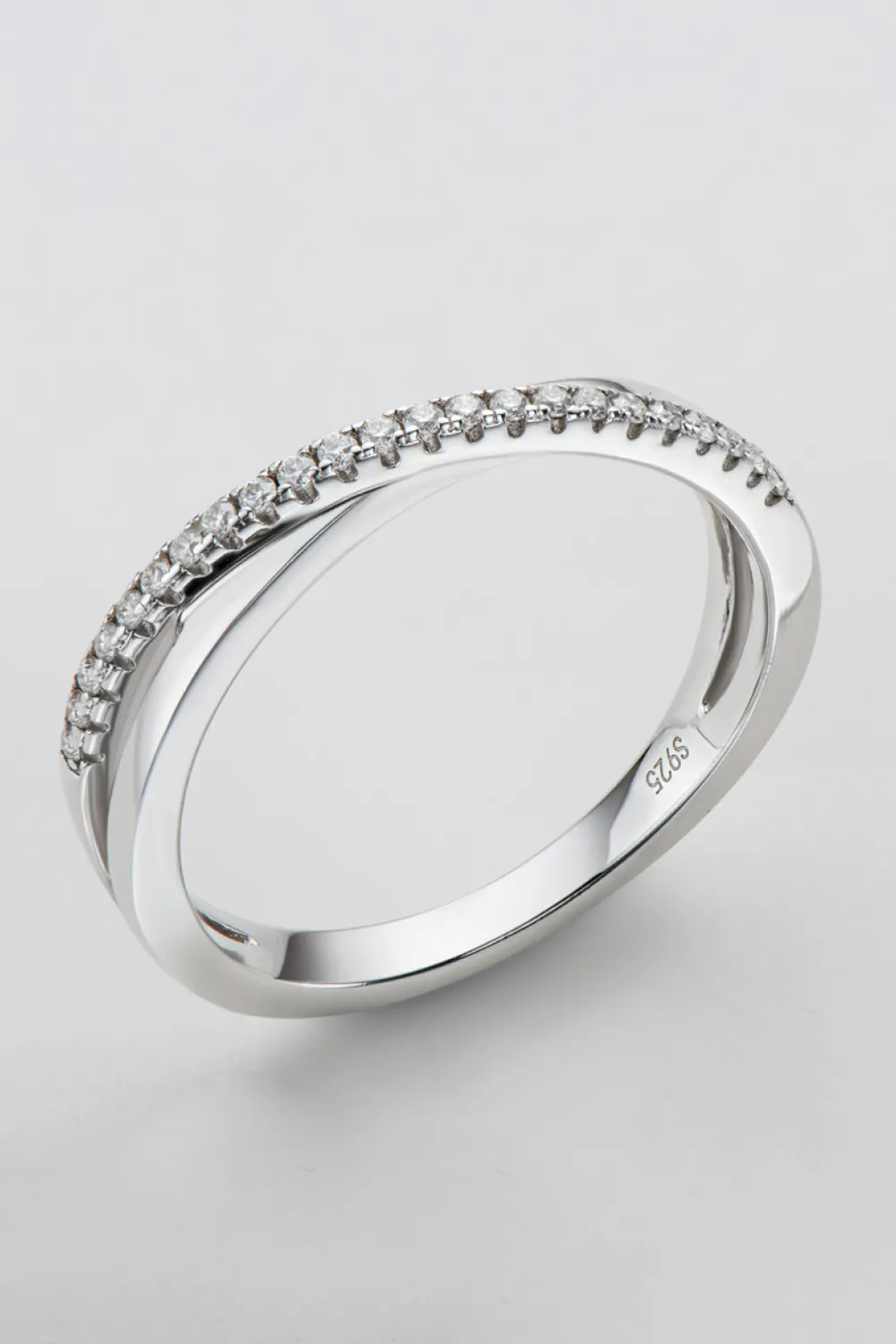 925 Sterling Silver Crisscross Moissanite Ring, image 5