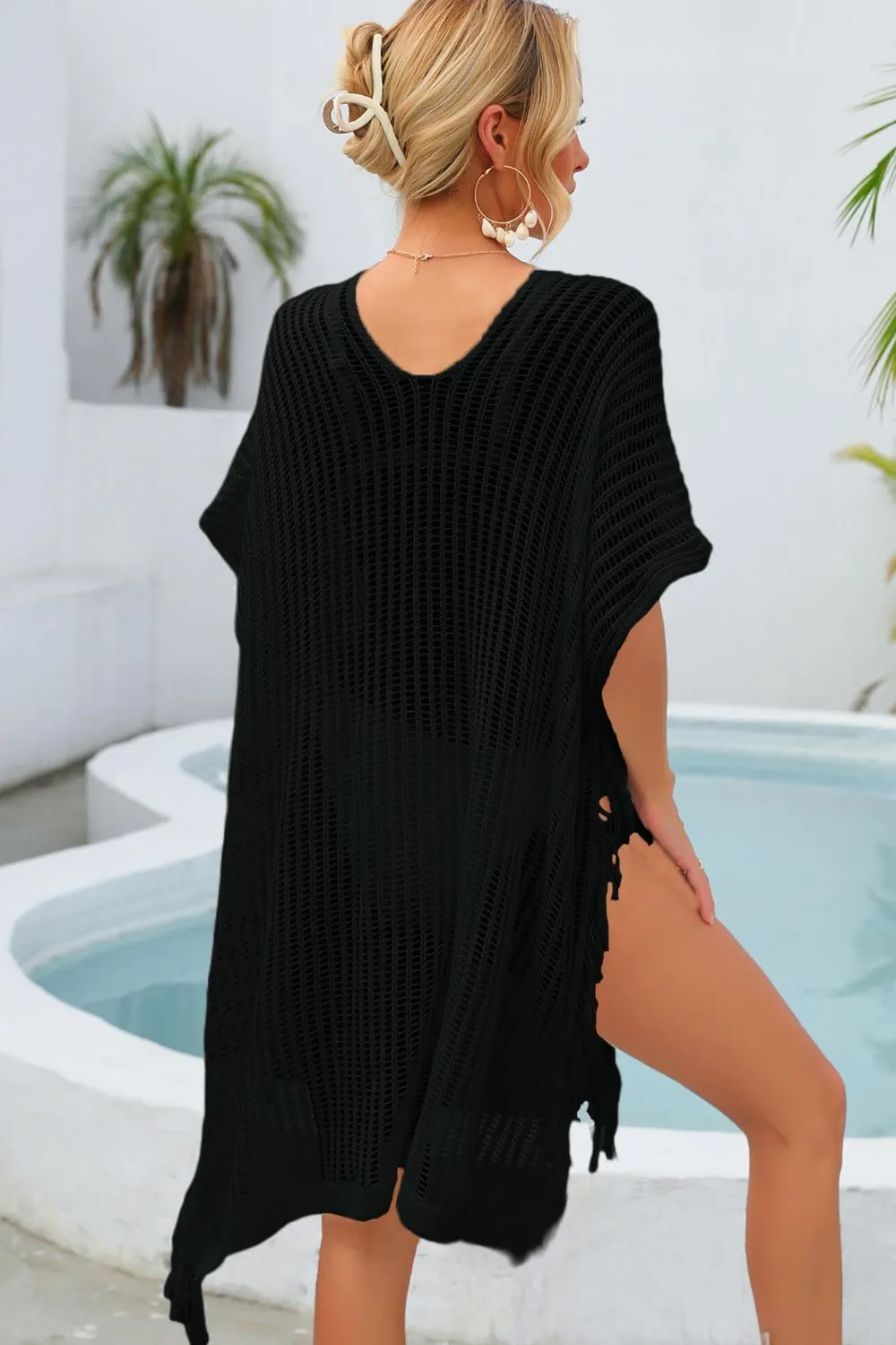Fringe Trim Openwork Cover Up, image 13
