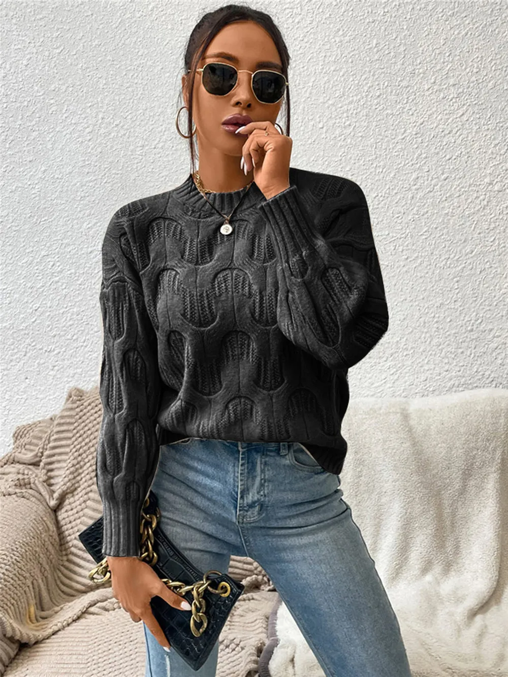 Round Neck Long Sleeve Sweater, image 10