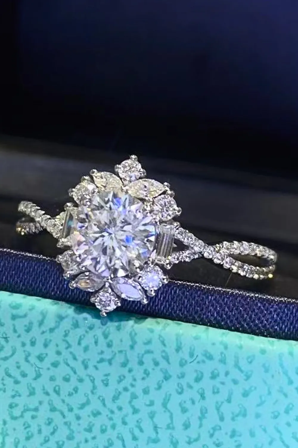Floral 2 Carat Moissanite Crisscross Ring, image 4