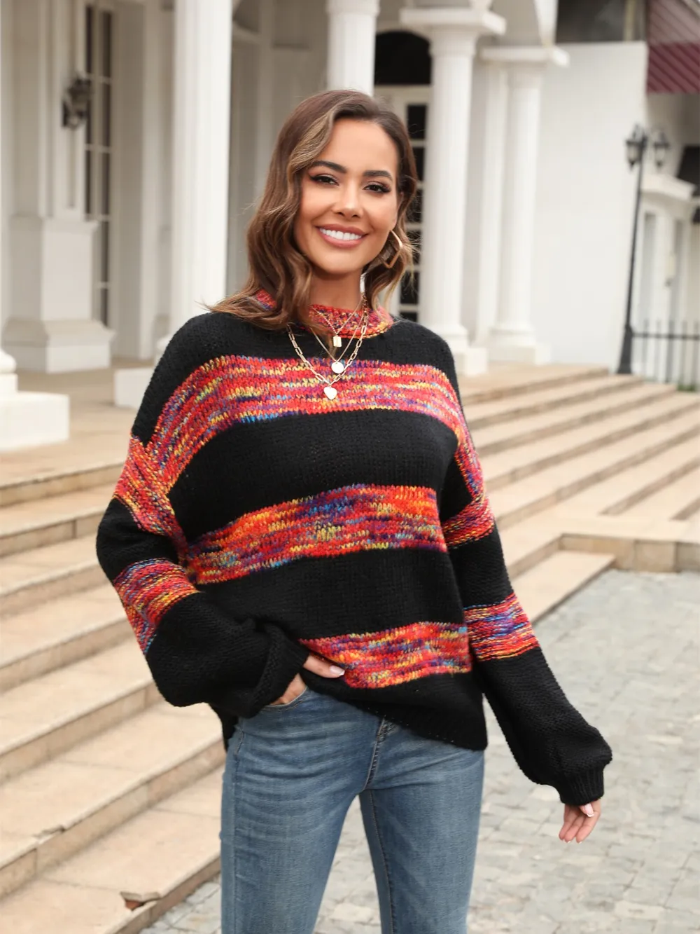 Striped Drop Shoulder Sweater, image 8
