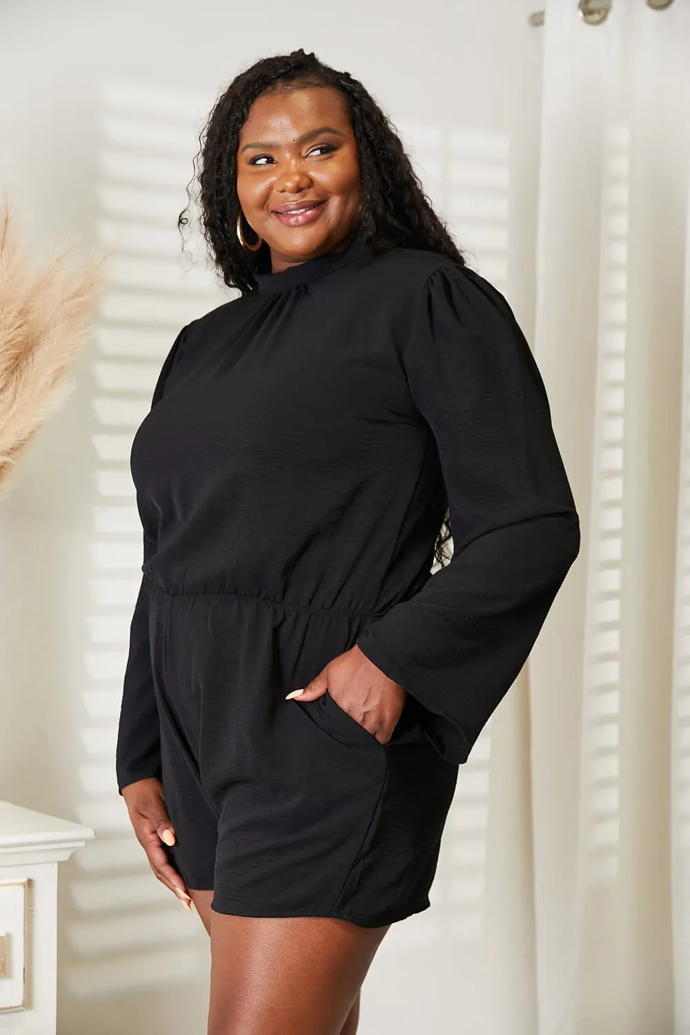 Full Size Open Back Romper with Pockets, image 10