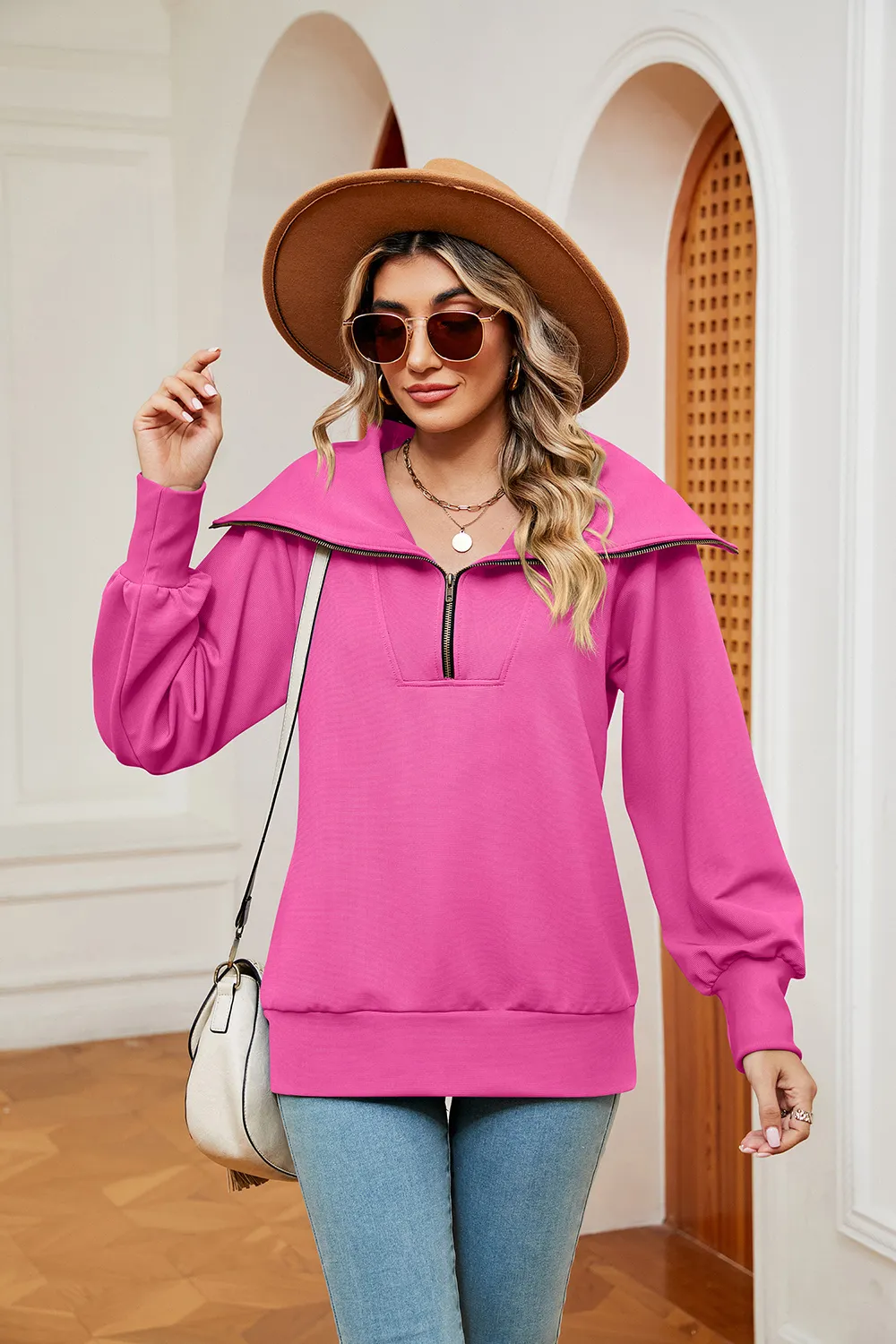 Half-Zip Collared Sweatshirt, image 18