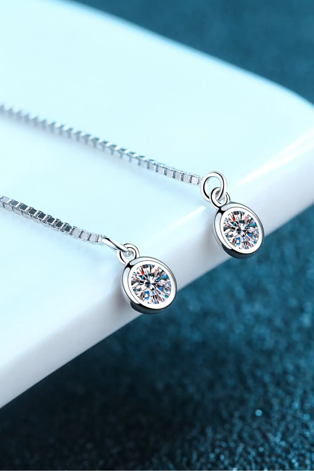 Moissanite 925 Sterling Silver Threader Earrings, image 5