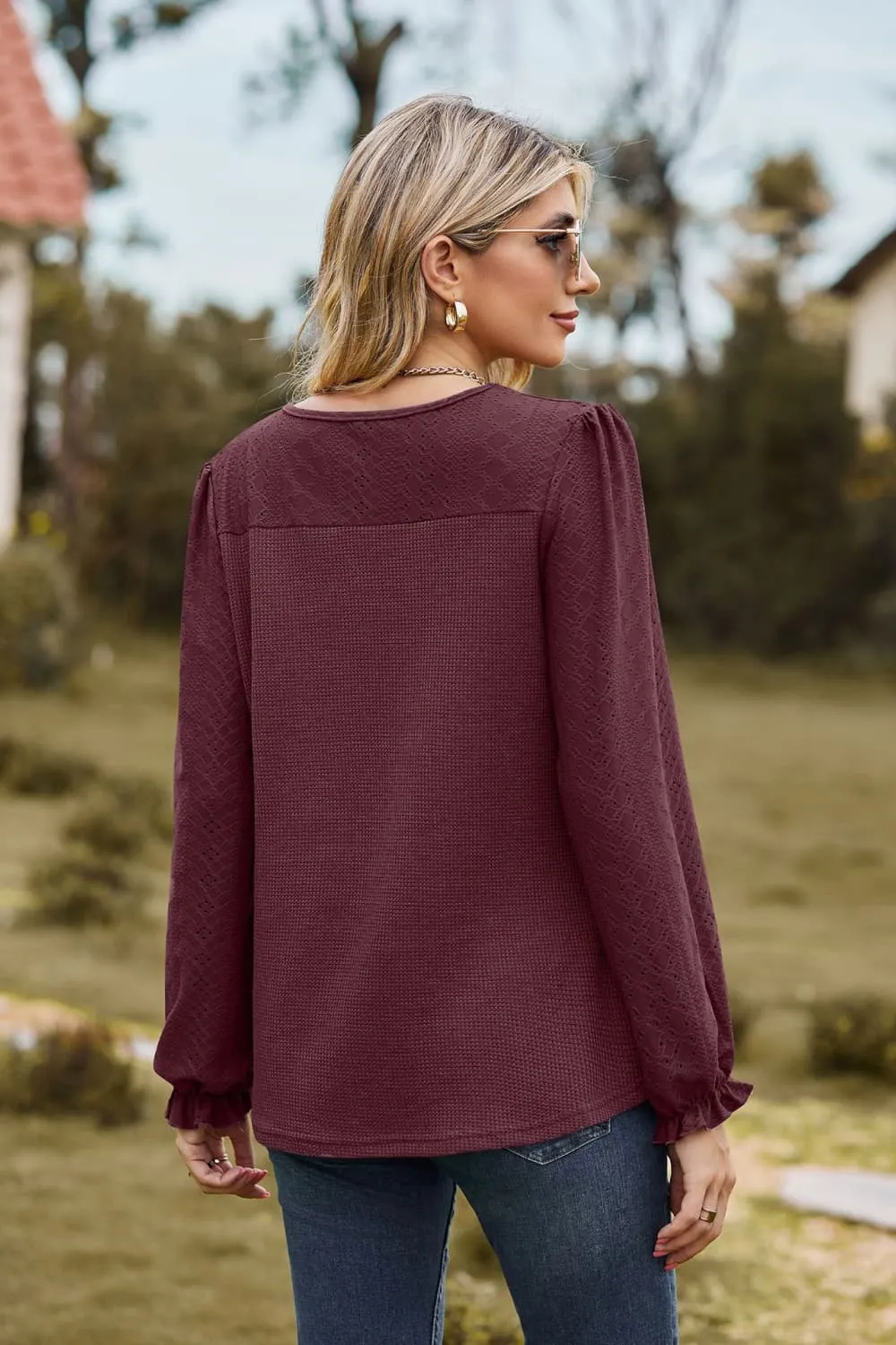 Round Neck Puff Sleeve Blouse, image 7