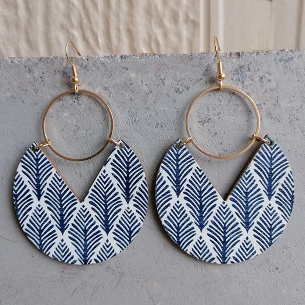 Ms.Pac-Man Shape Wooden Dangle Earrings, image 4