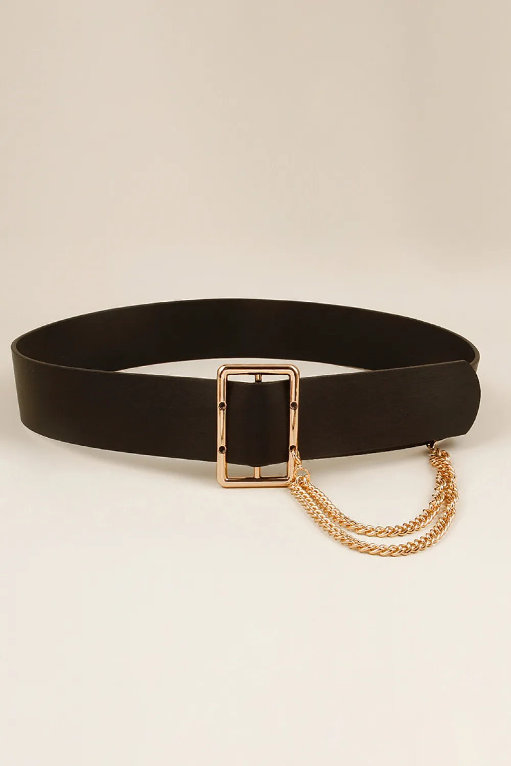 PU Leather Wide Belt with Chain, image 2