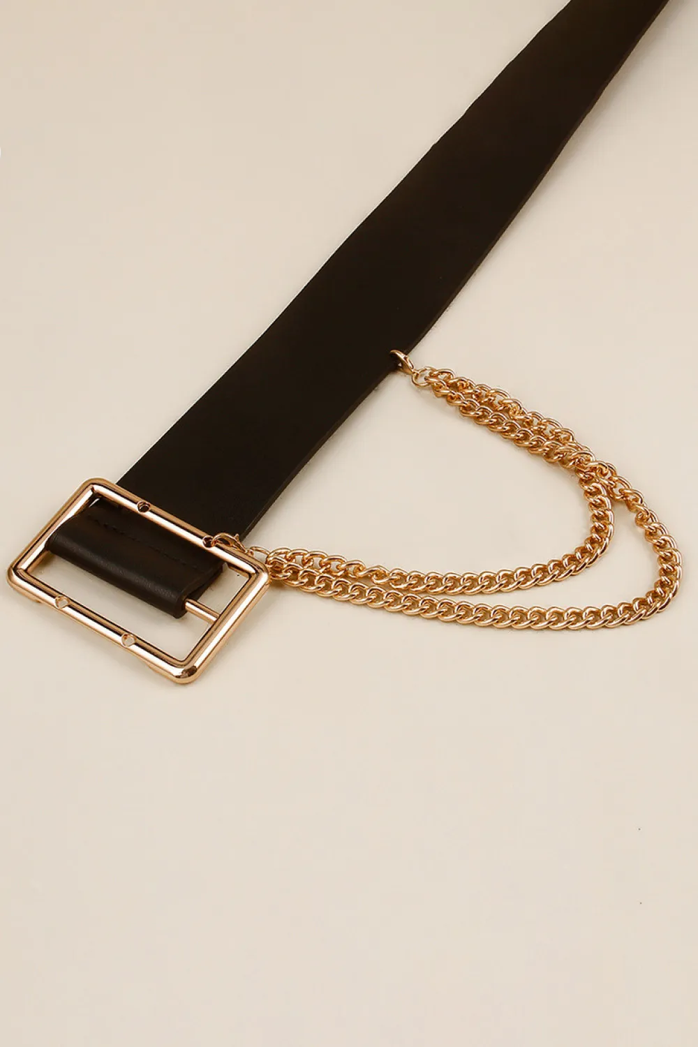 PU Leather Wide Belt with Chain, image 5