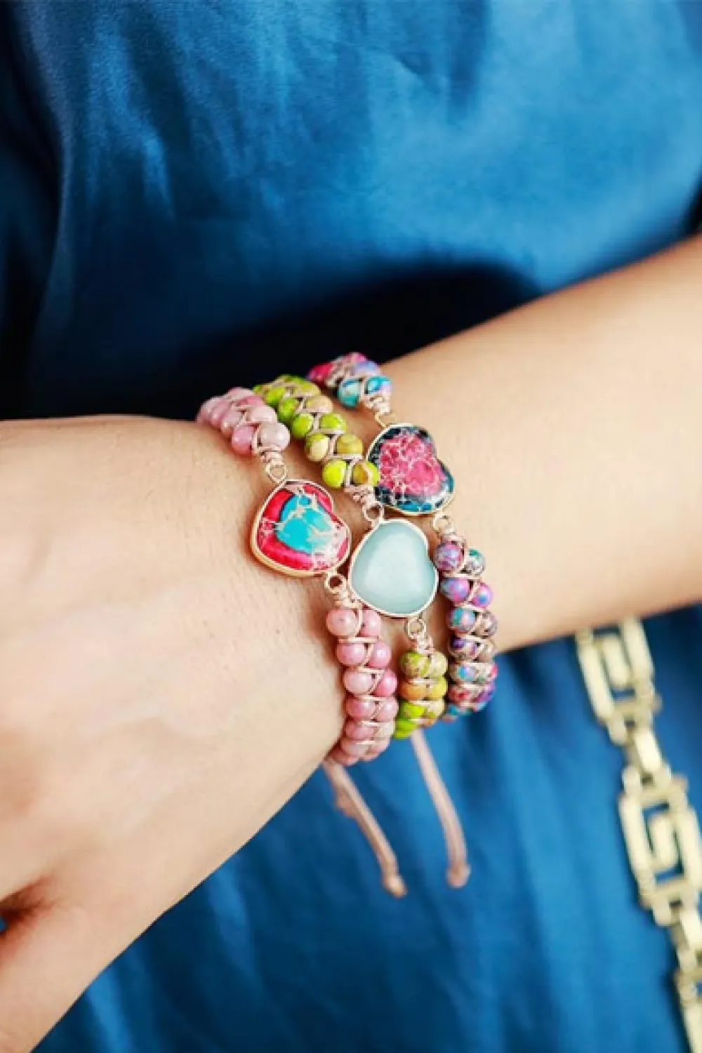 Handmade Heart Shape Natural Stone Bracelet, image 10