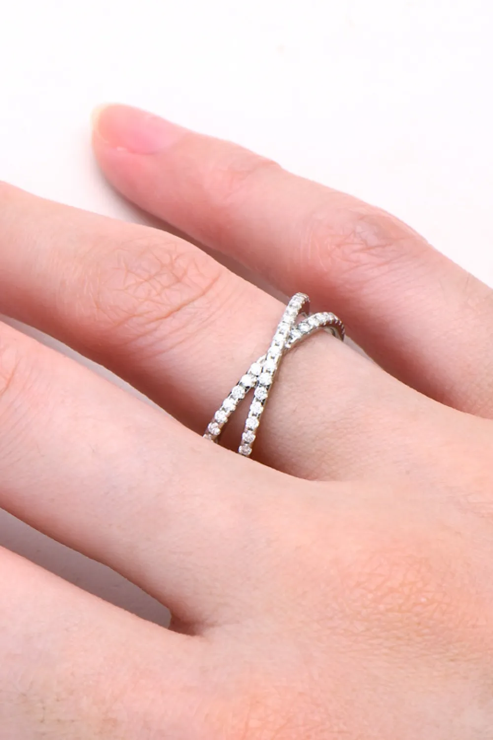 Moissanite 925 Sterling Silver Crisscross Ring, image 5
