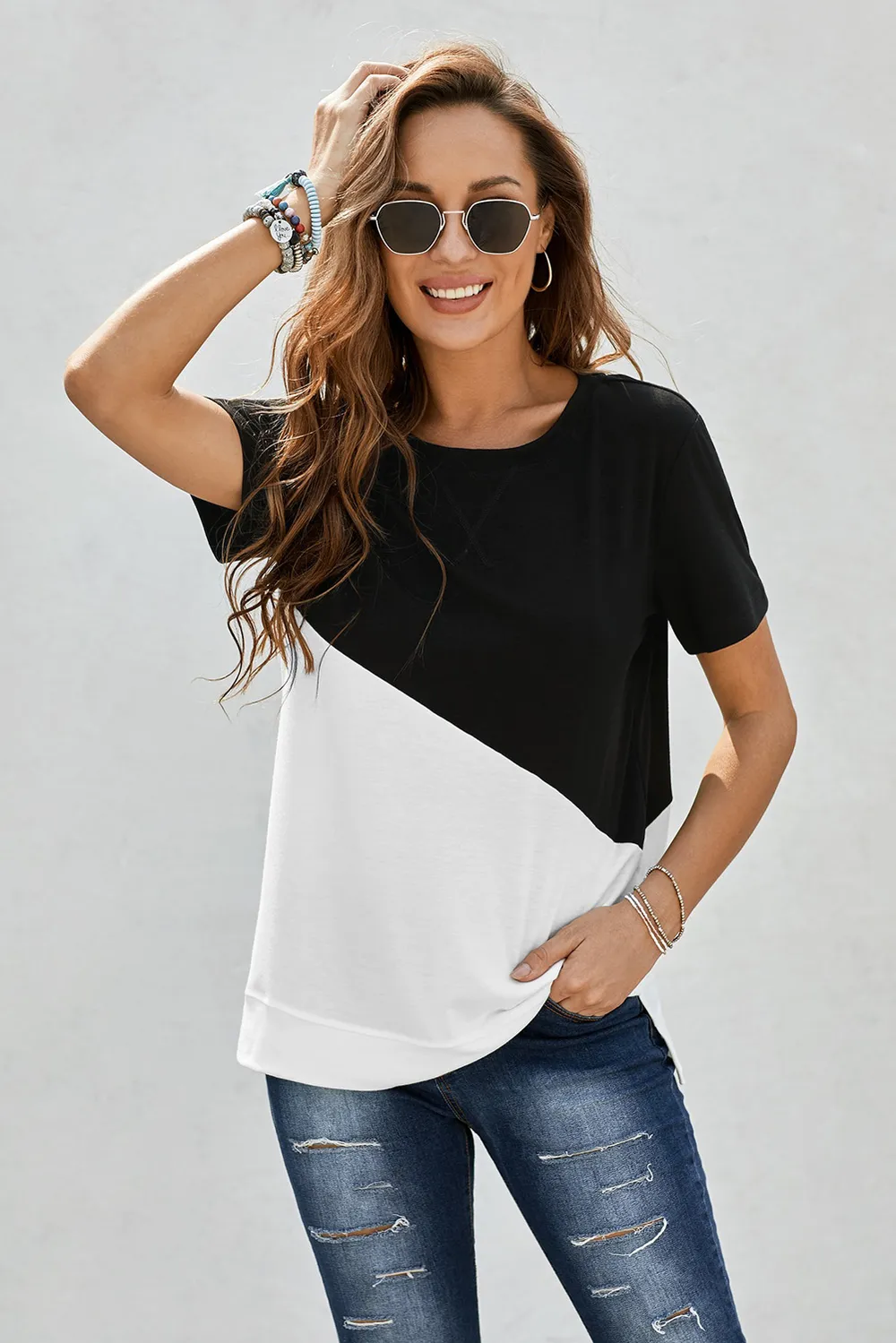 Two-Tone Round Neck Tee, image 4