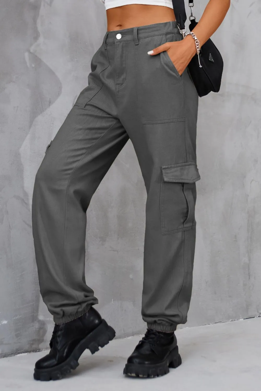 Buttoned High Waist Jeans with Pockets, image 11