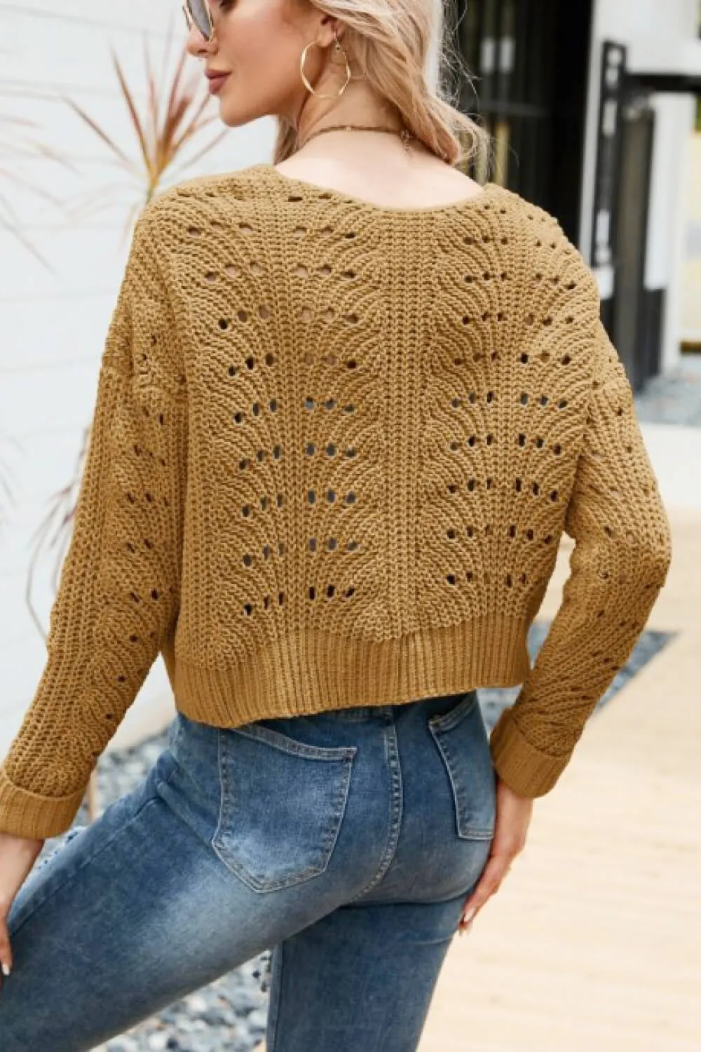 Open Front Cuffed Cropped Cardigan, image 15