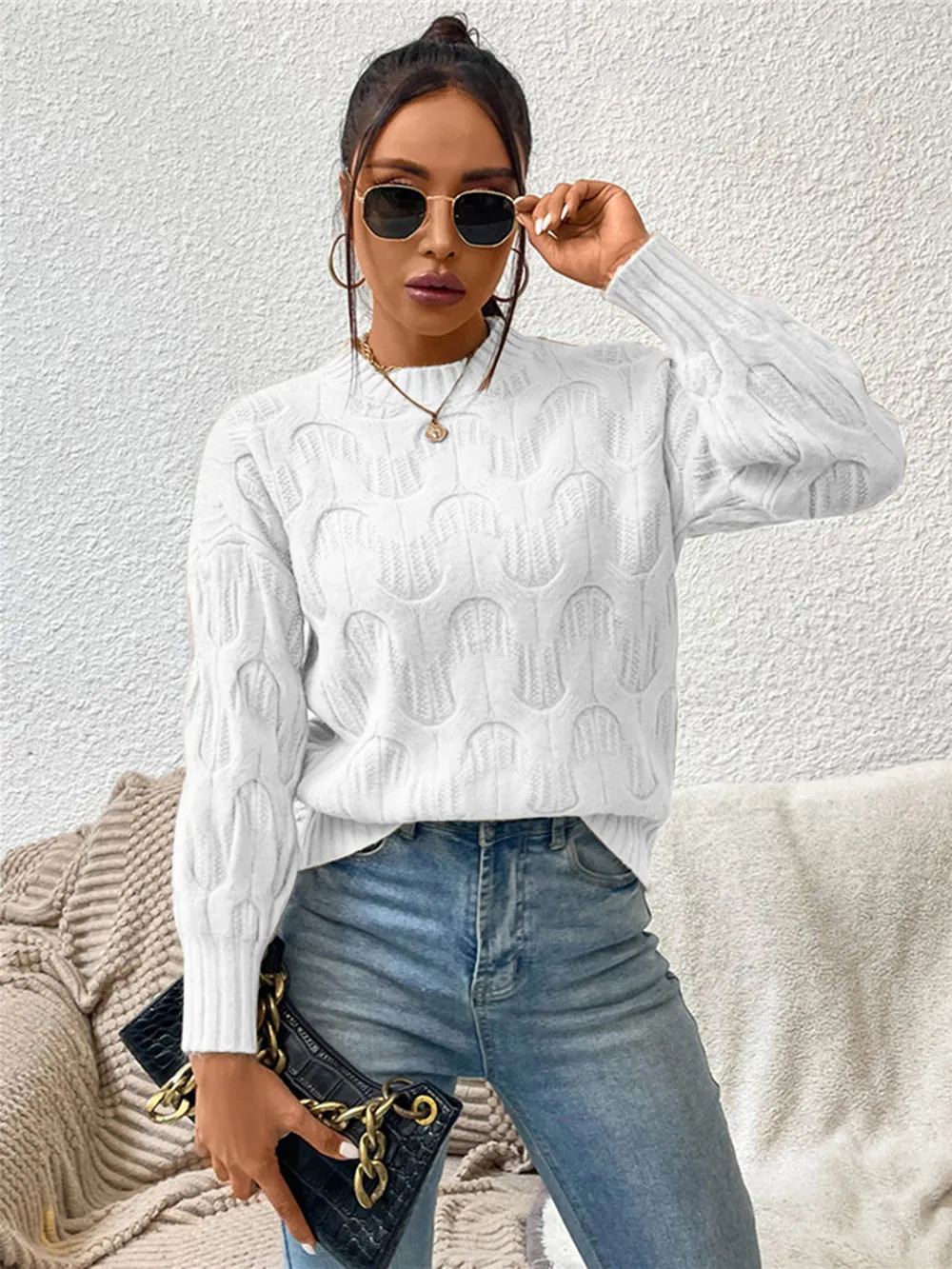 Round Neck Long Sleeve Sweater, image 13