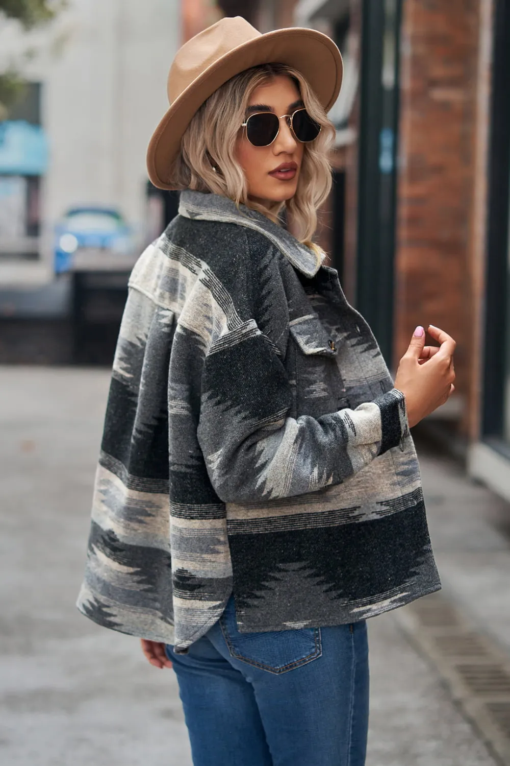 Printed Collared Neck Jacket, image 11