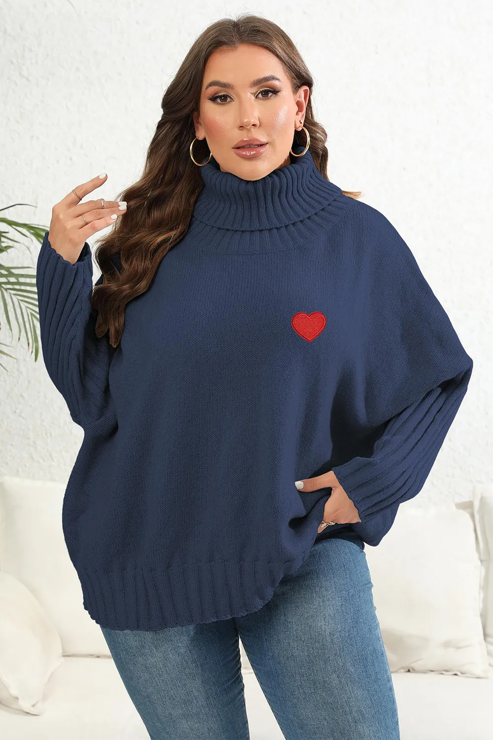 Plus Size Turtle Neck Long Sleeve Sweater, image 16