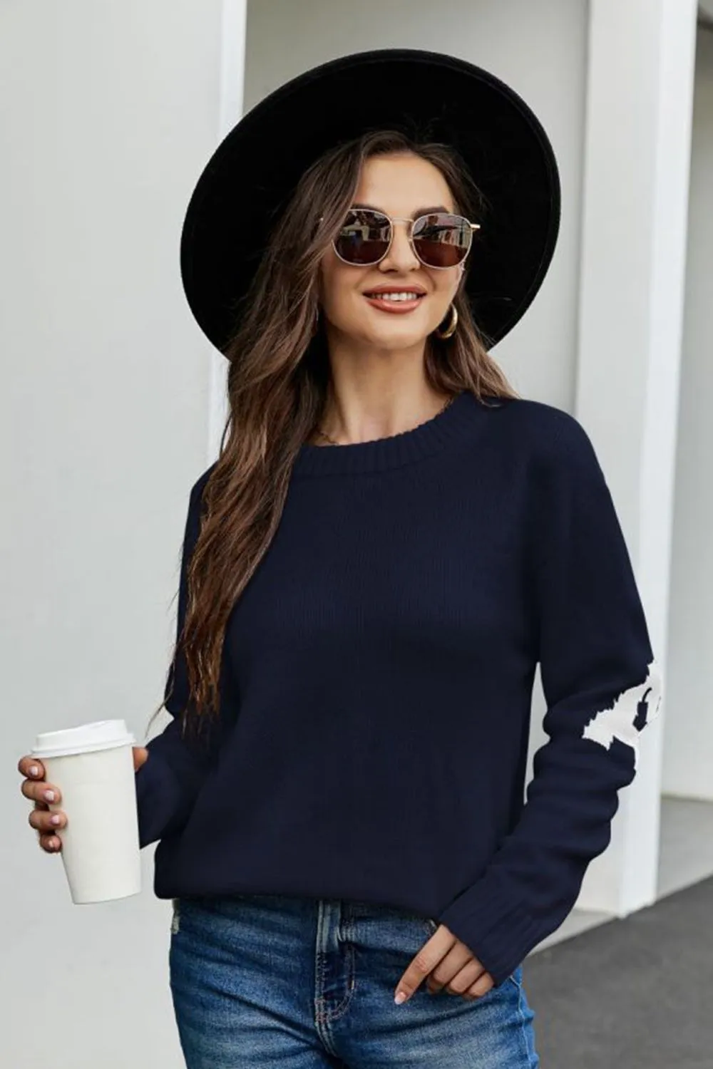 Round Neck Dropped Shoulder Sweater, image 2