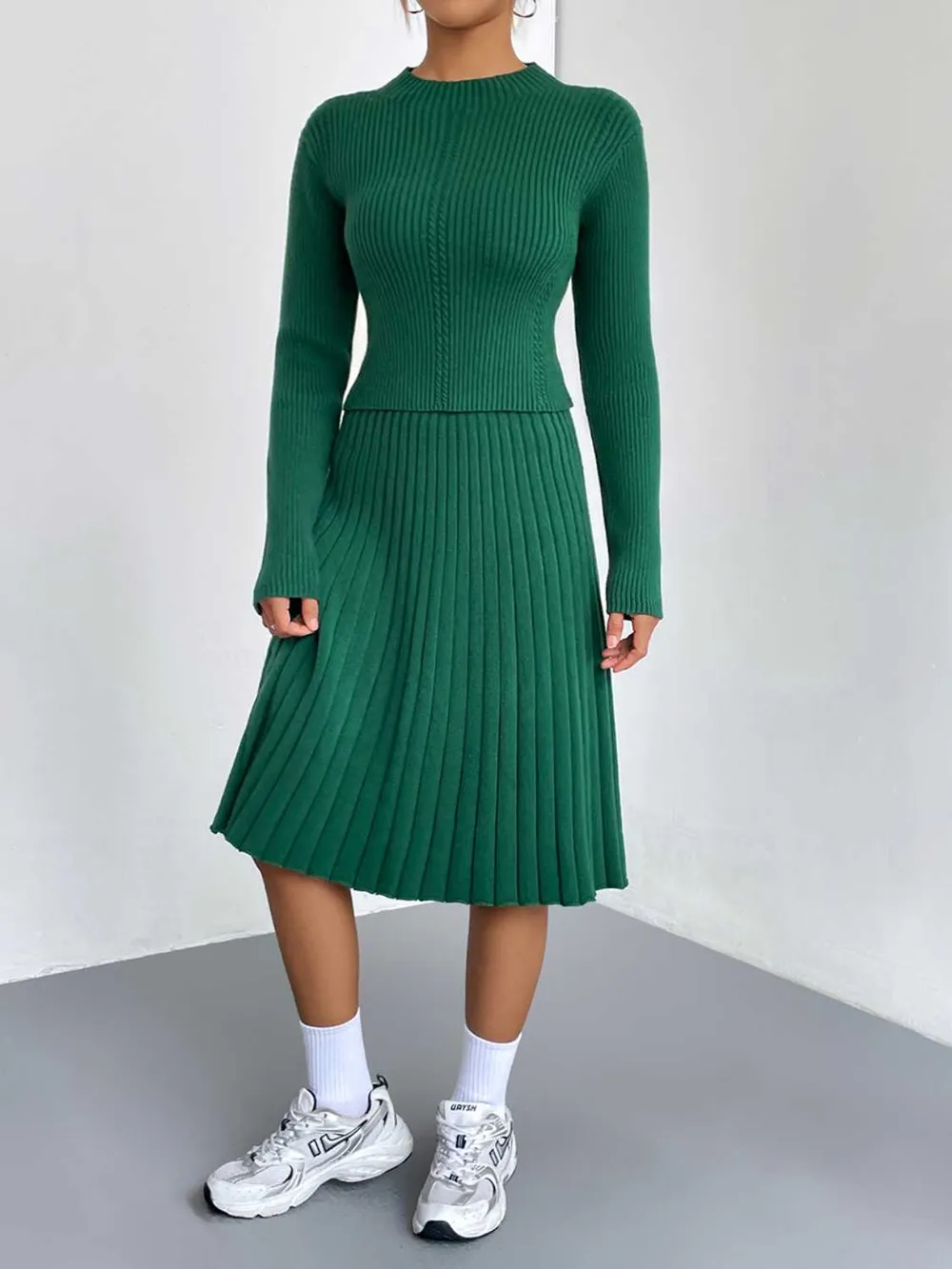 Rib-Knit Sweater and Skirt Set, image 10