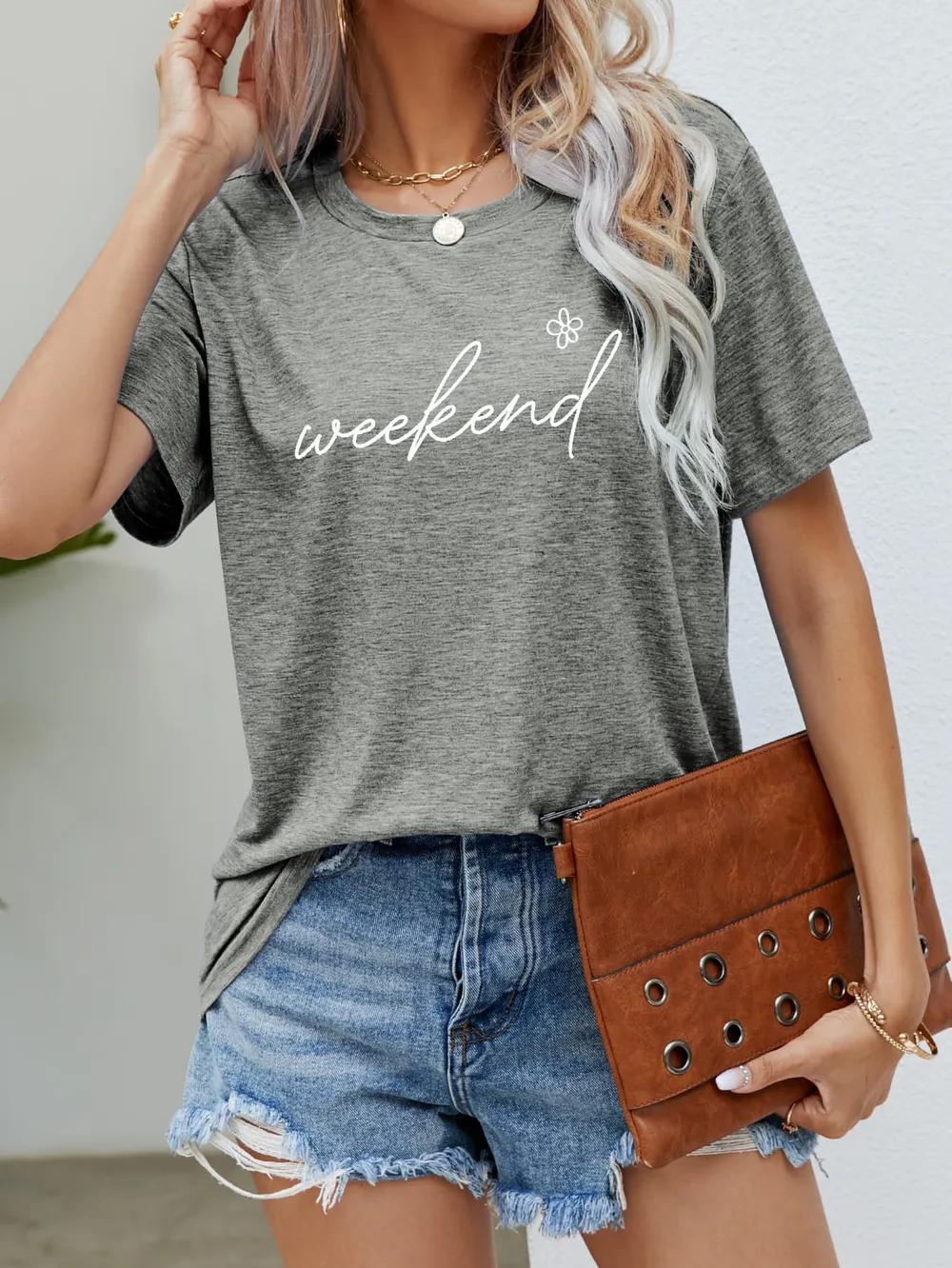 WEEKEND Flower Graphic Short Sleeve Tee, image 2