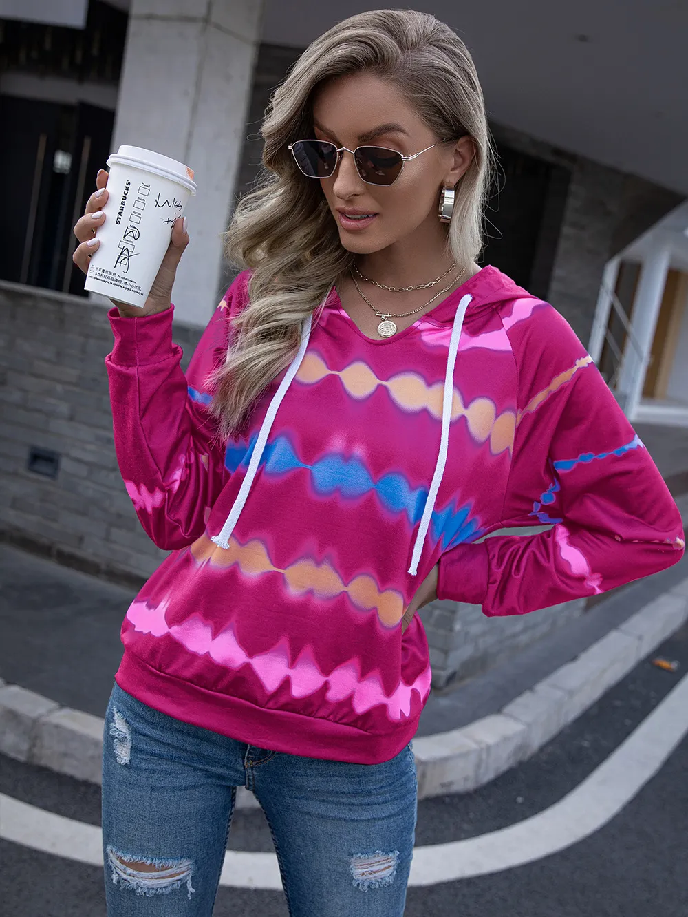 Tie Dye Raglan Sleeve Hoodie, image 6