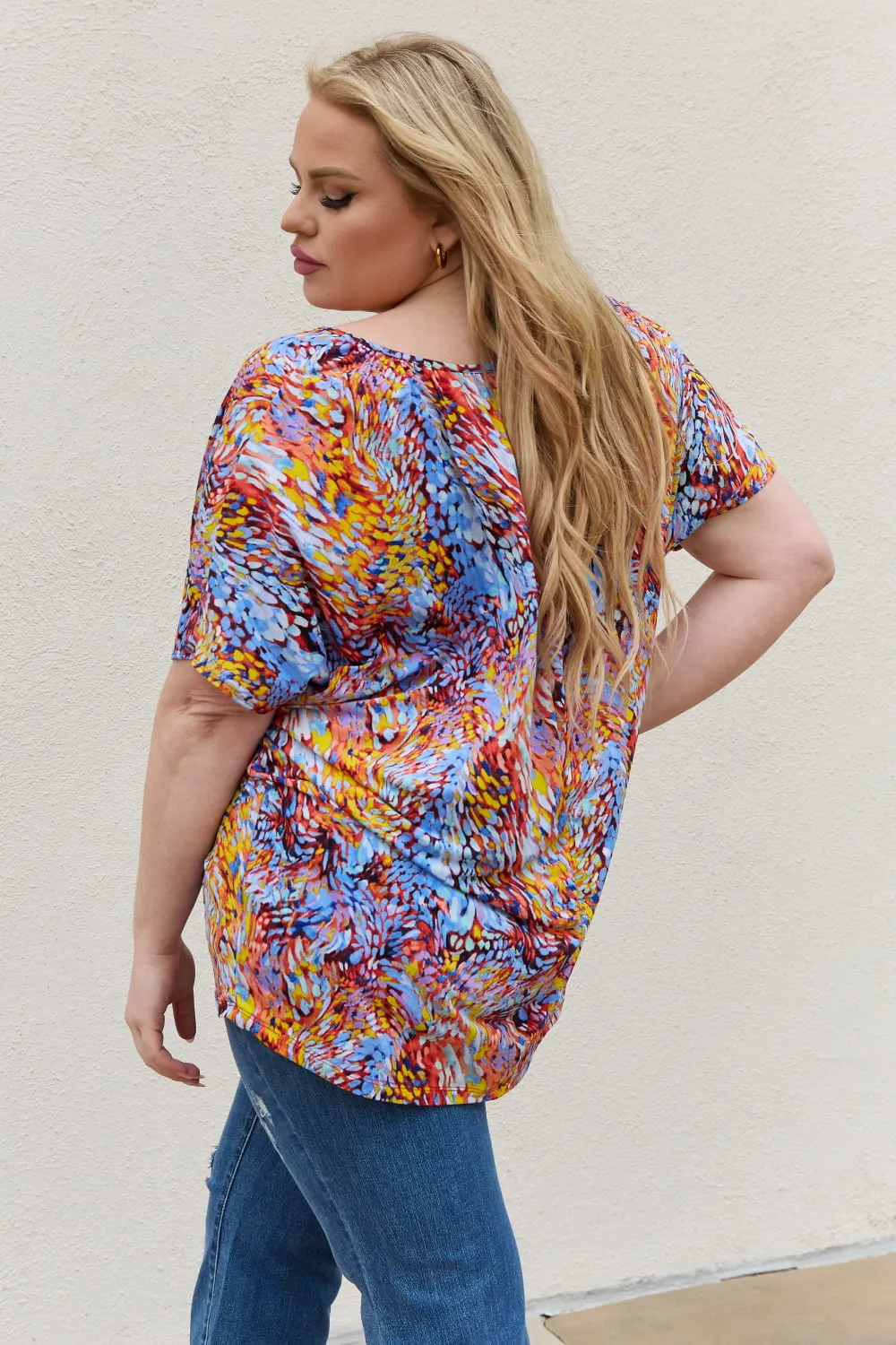 Full Size Printed Dolman Flowy Top, image 11