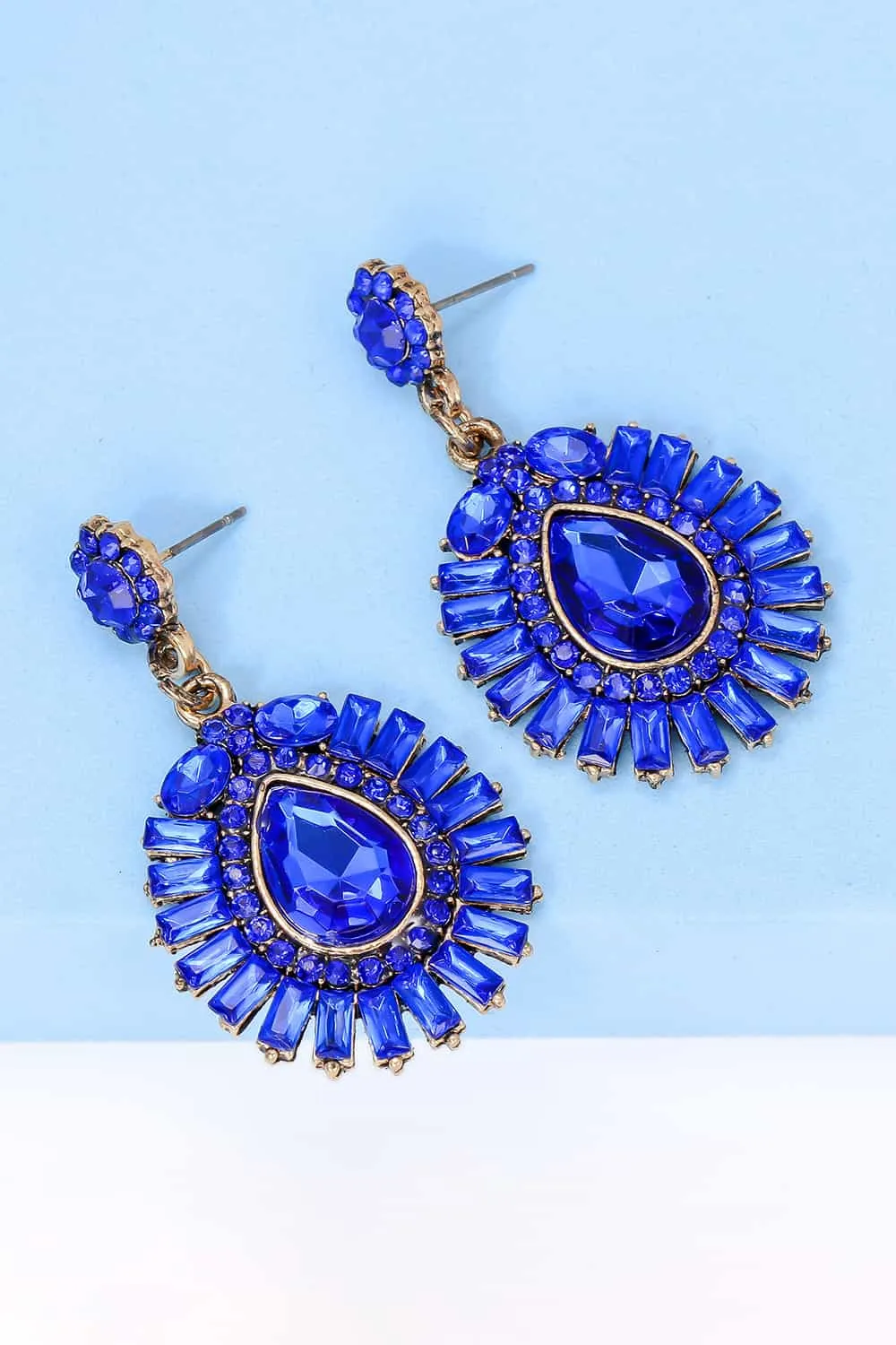 Teardrop Shape Glass Stone Dangle Earrings, image 7