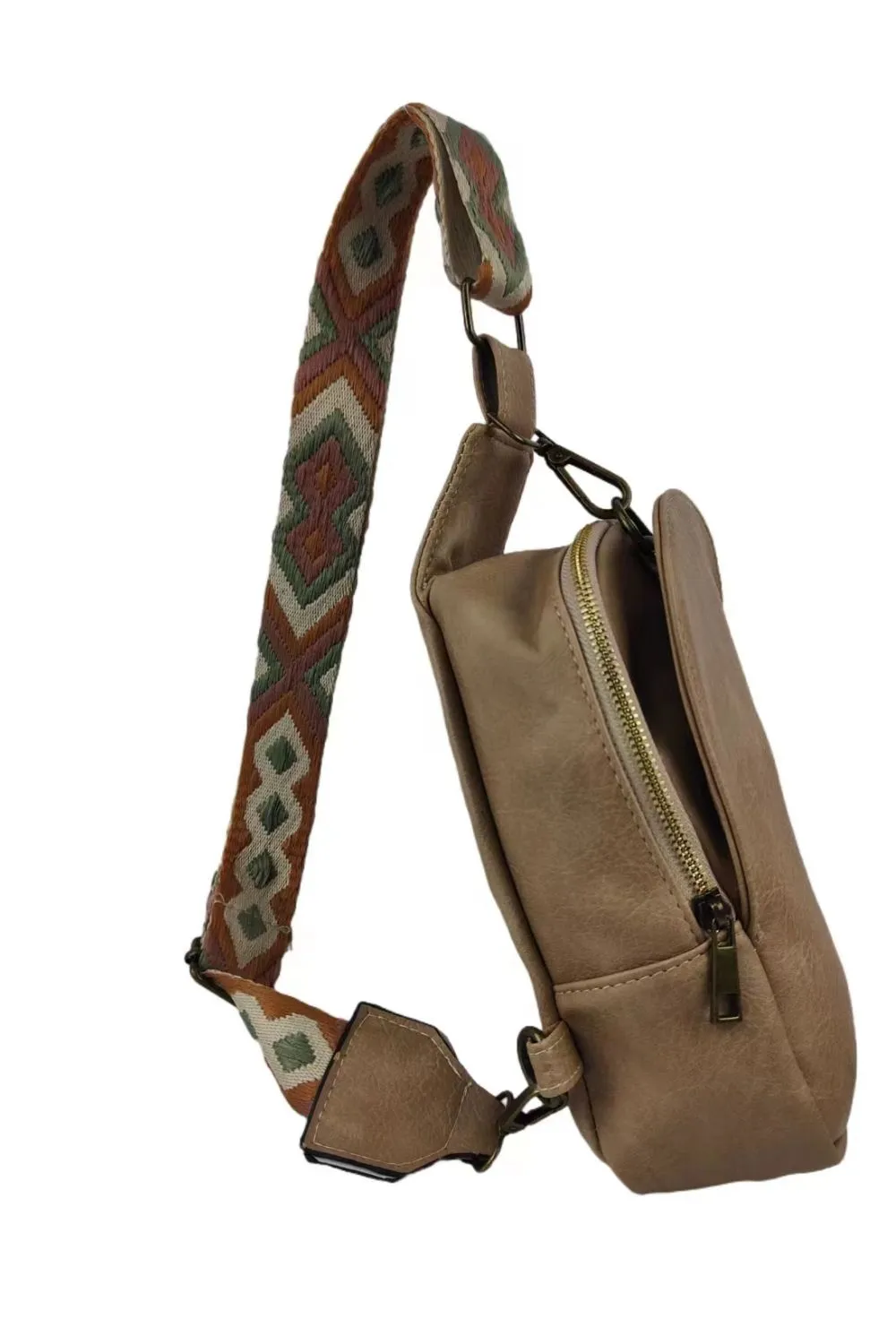 Random Pattern Adjustable Strap PU Leather Sling Bag, image 12