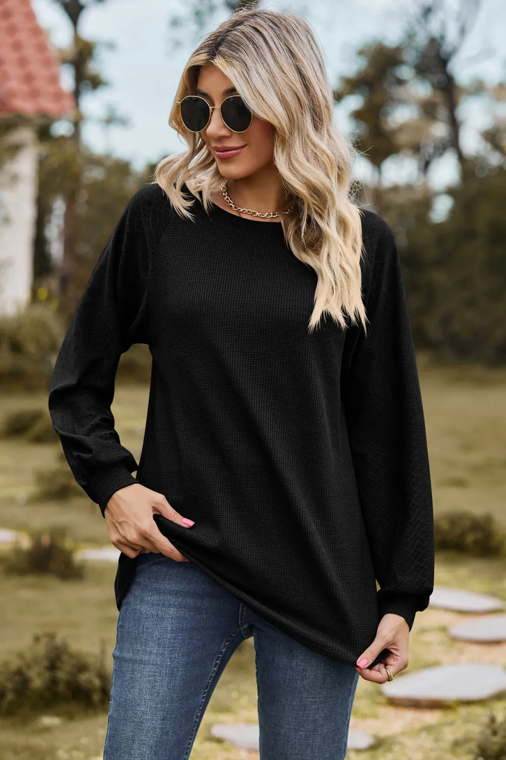 Round Neck Raglan Sleeve Sweatshirt, image 5