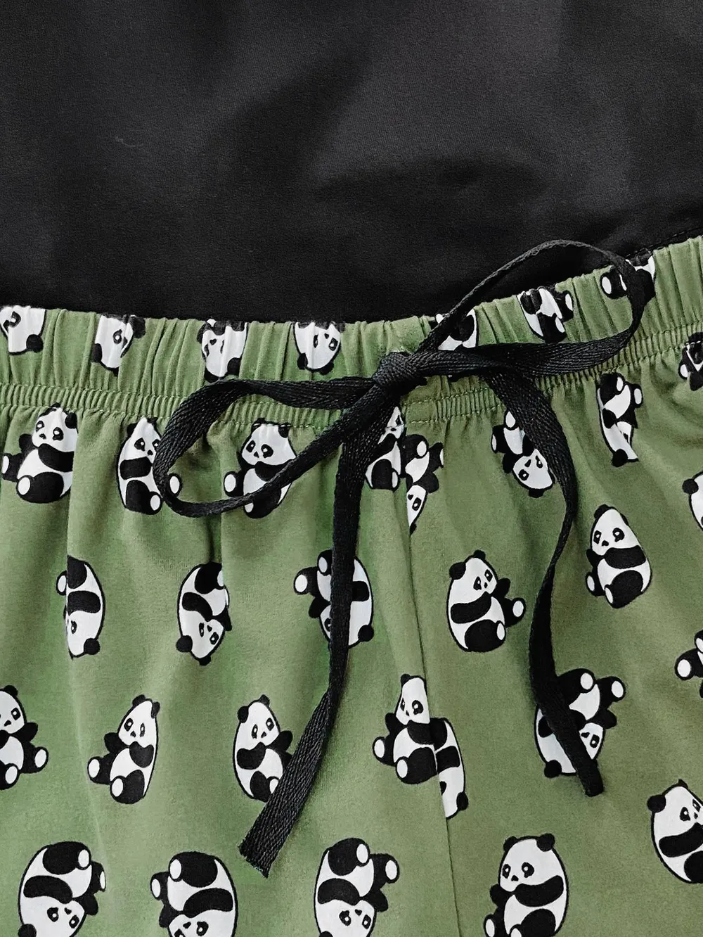 Graphic Tee and Panda Print Shorts Lounge Set, image 5