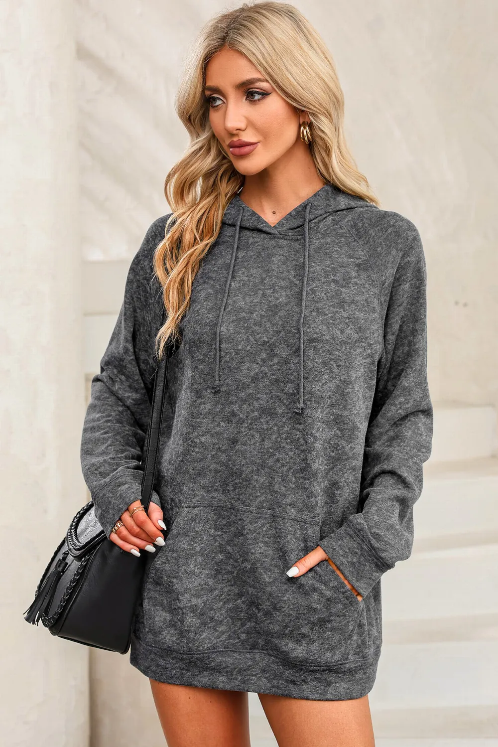 Long Sleeve Front Pocket Hoodie, image 2