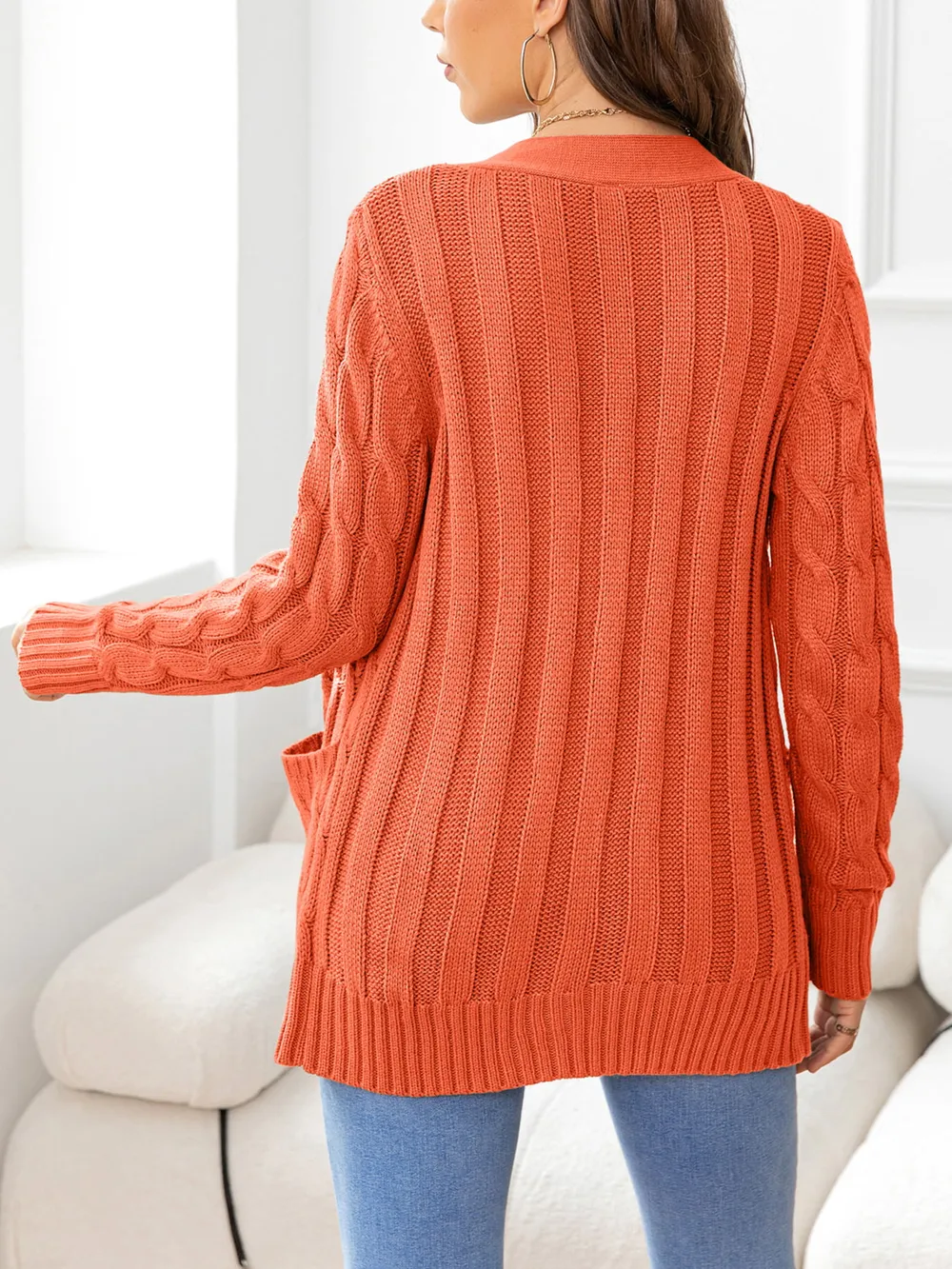 Button Down Cable-Knit Cardigan, image 13