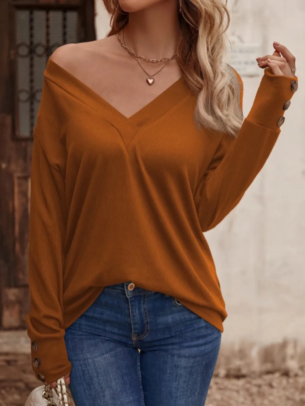 V-Neck Long Sleeve Top, image 13