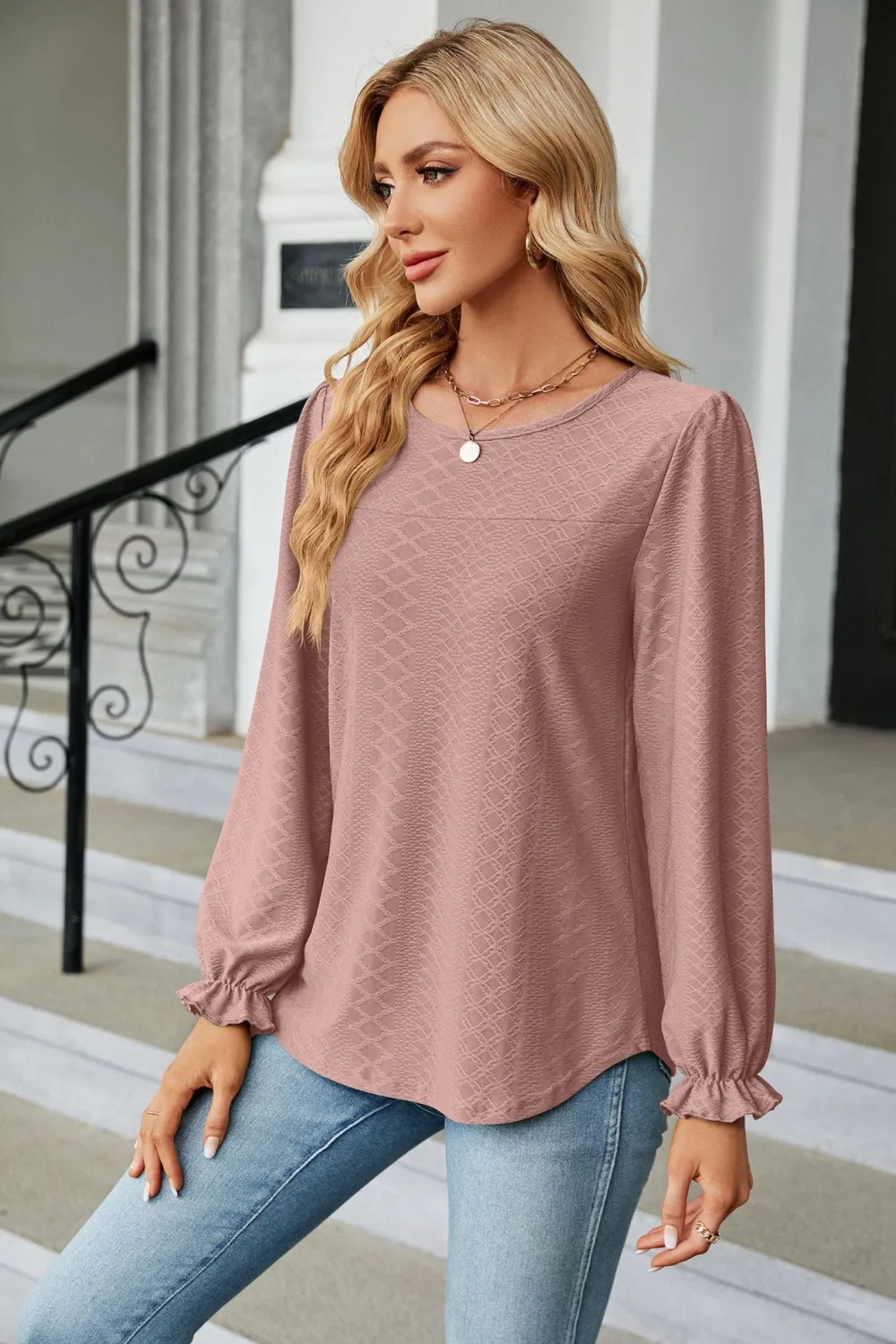 Round Neck Flounce Sleeve Blouse, image 17