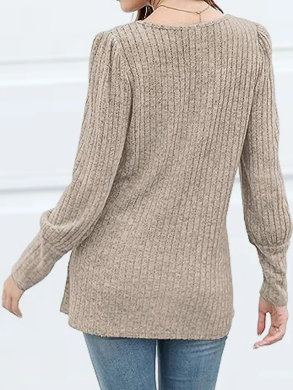 Decorative Button Square Neck Top, image 7