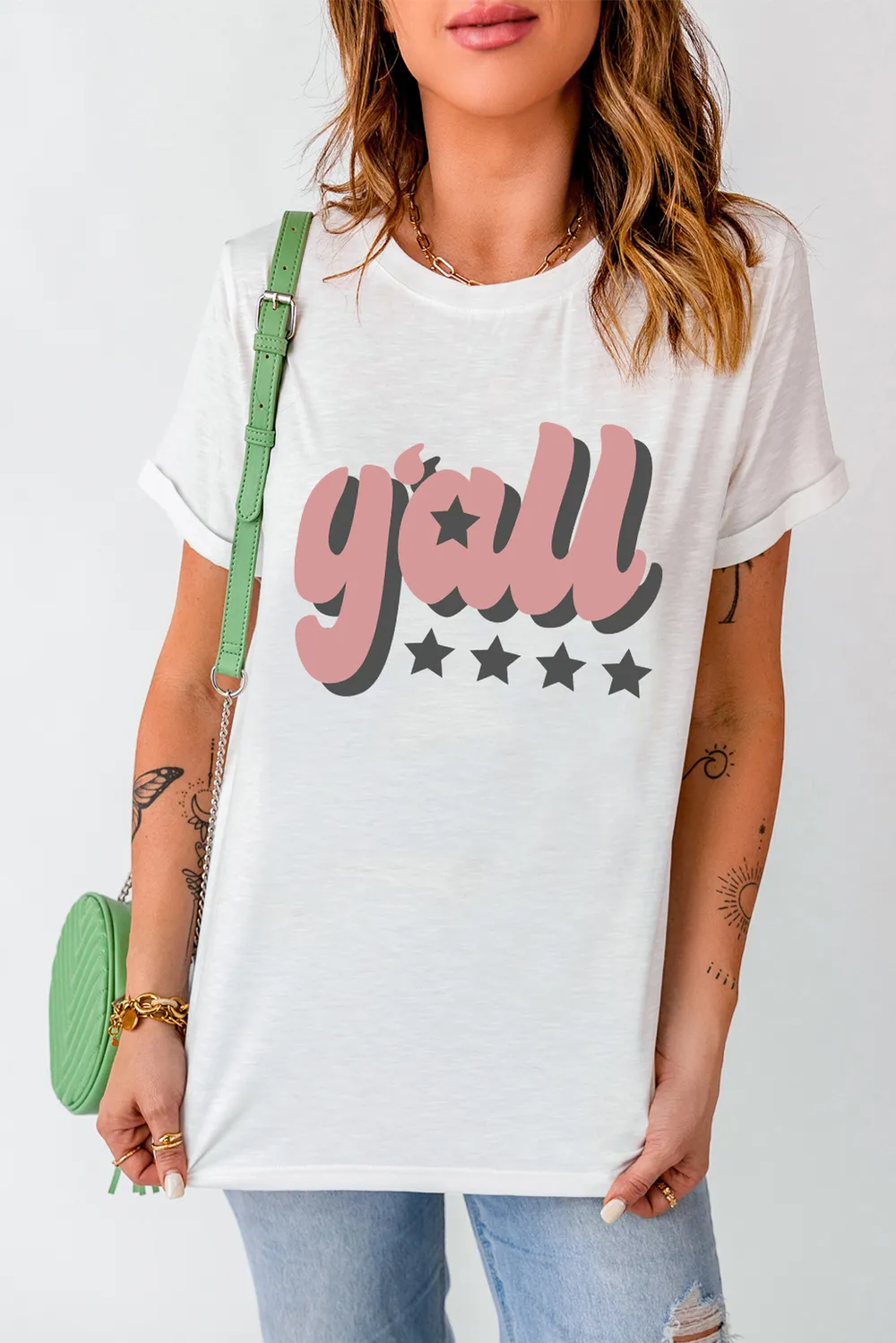 Y'ALL Graphic Round Neck Tee, image 2