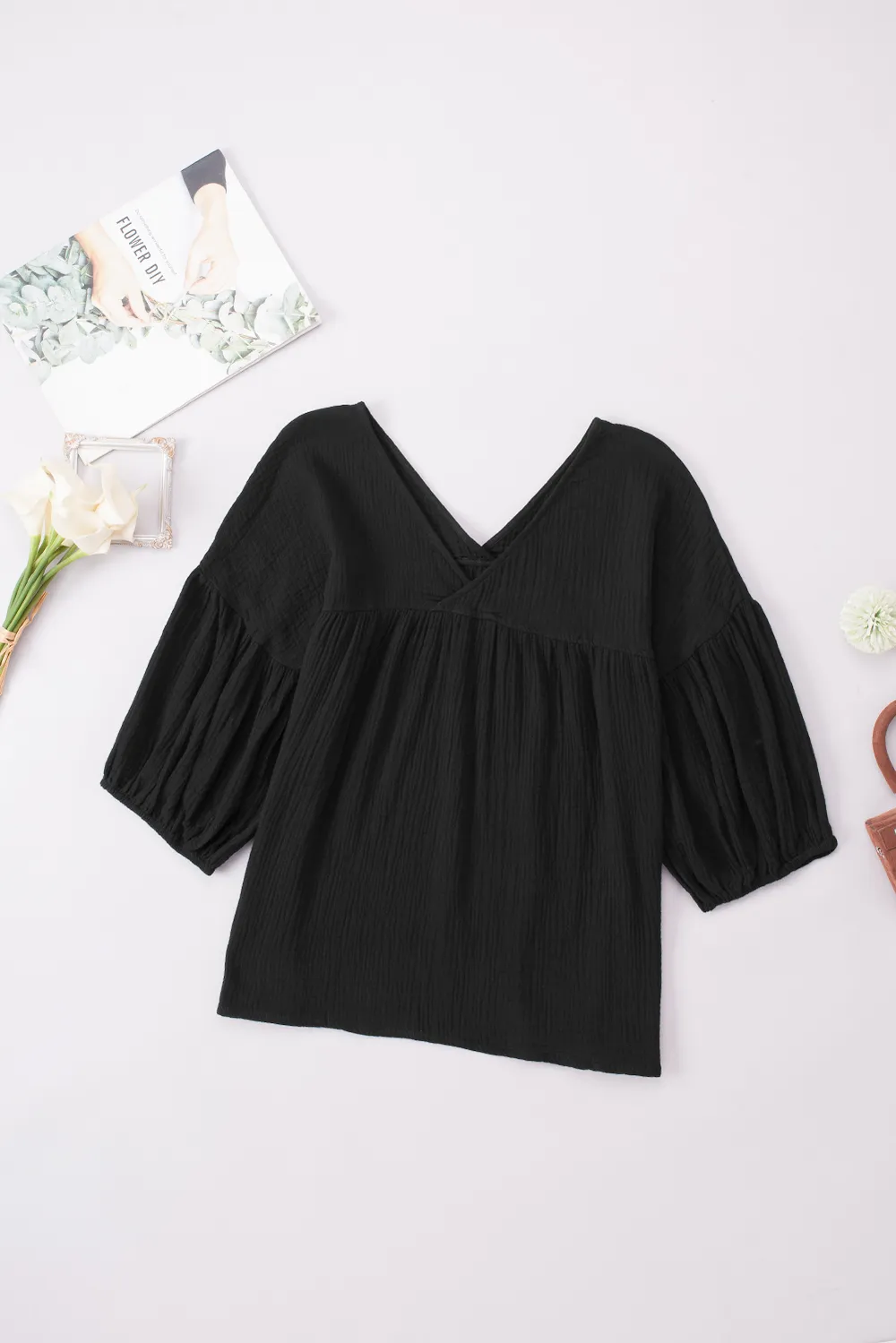 Dropped Shoulder V-Neck Blouse, image 17