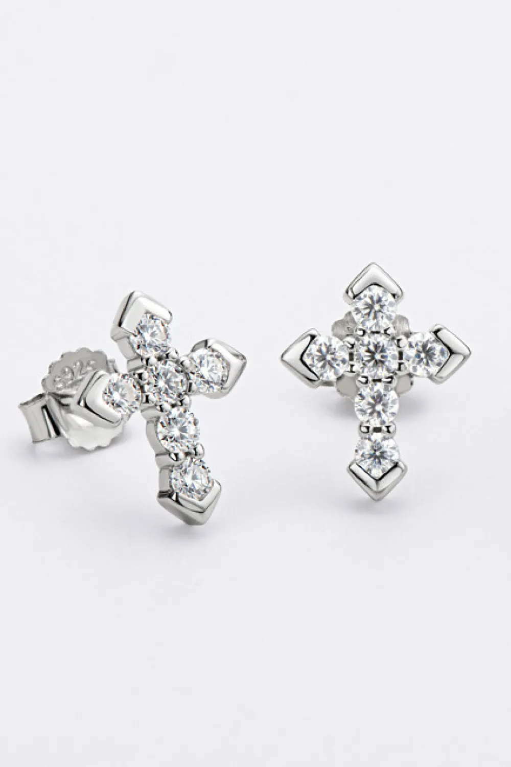 Moissanite Cross Stud Earrings, image 3