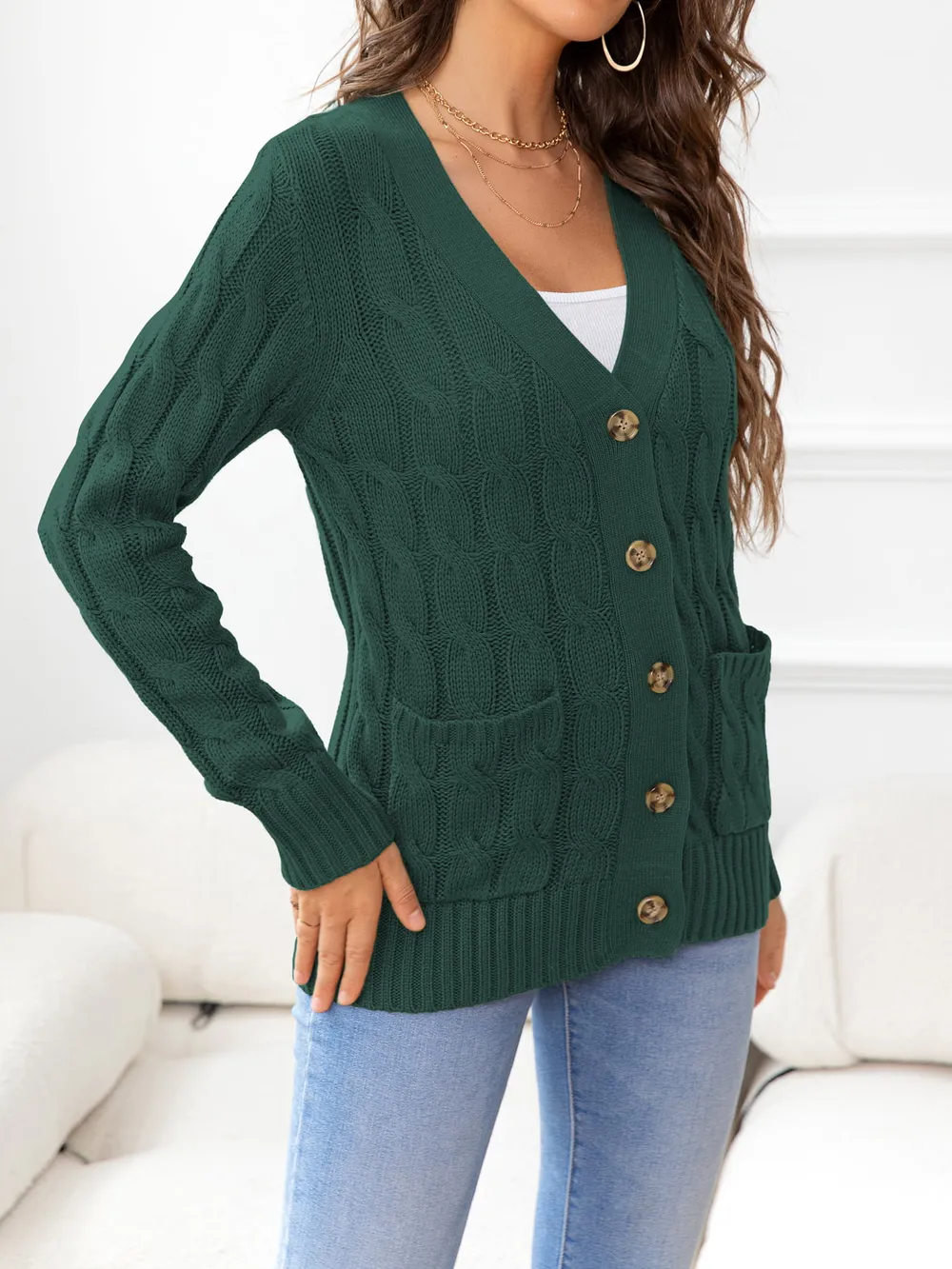 Button Down Cable-Knit Cardigan, image 20