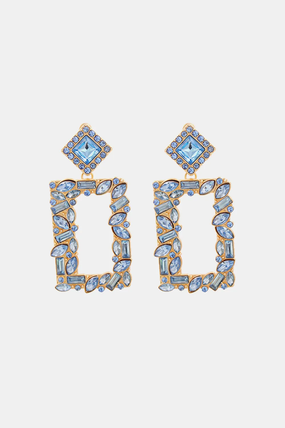 Square Shape Glass Stone Dangle Earrings, image 19