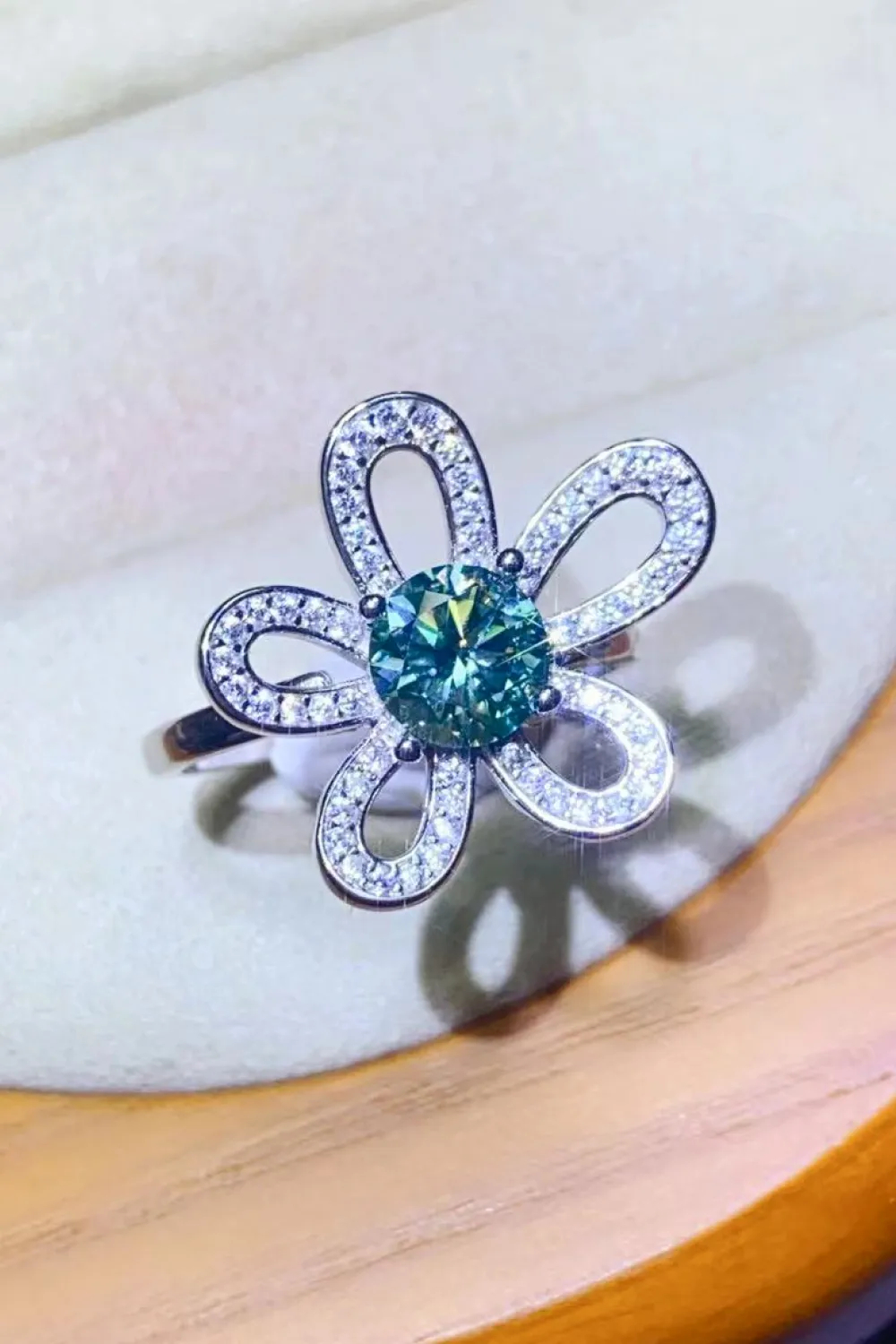 1 Carat Moissanite Flower Shape Open Ring, image 7