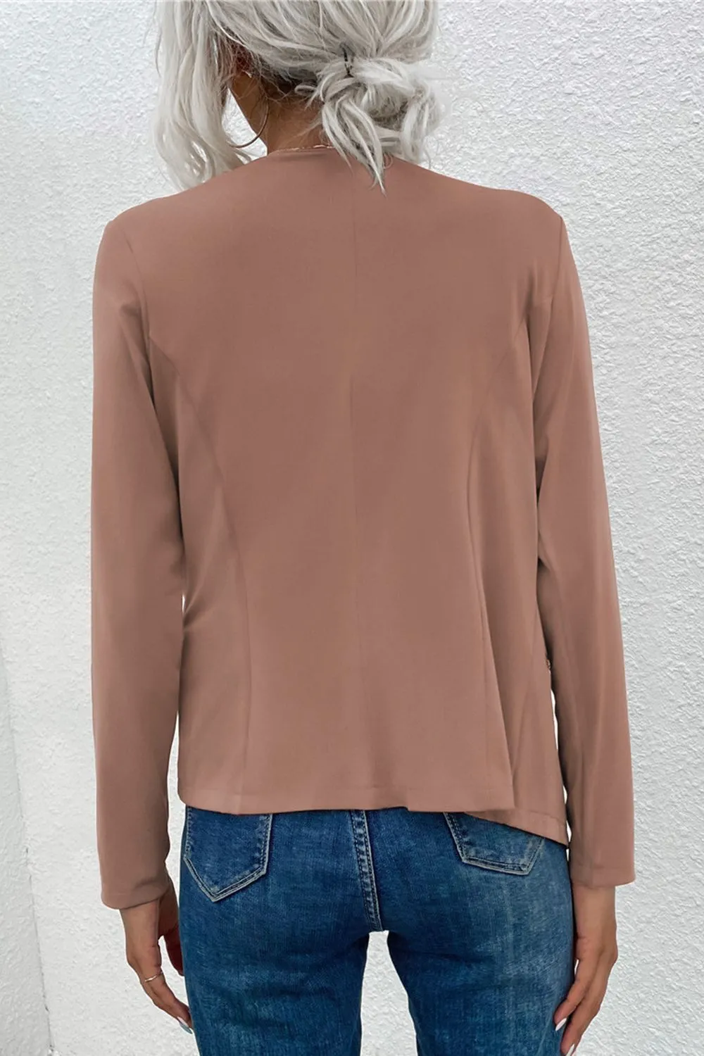 Open Front Zipper Pocket Cardigan, image 7