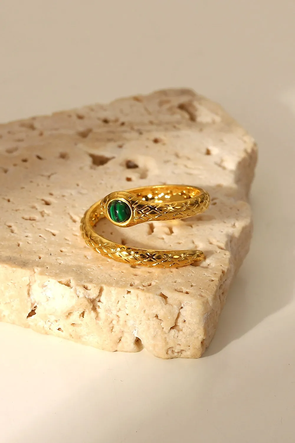 Snake Charmer Malachite Snake-Shaped Bypass Ring, image 4