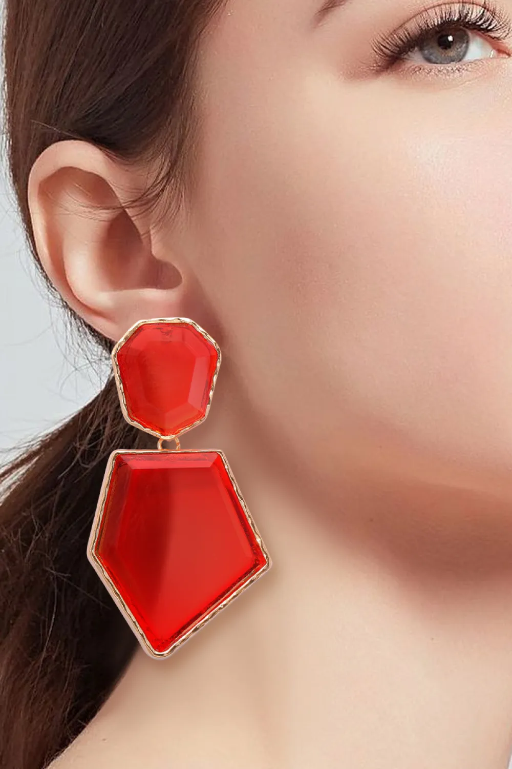 Geometrical Shape Zinc Alloy Frame Resin Dangle Earrings, image 20