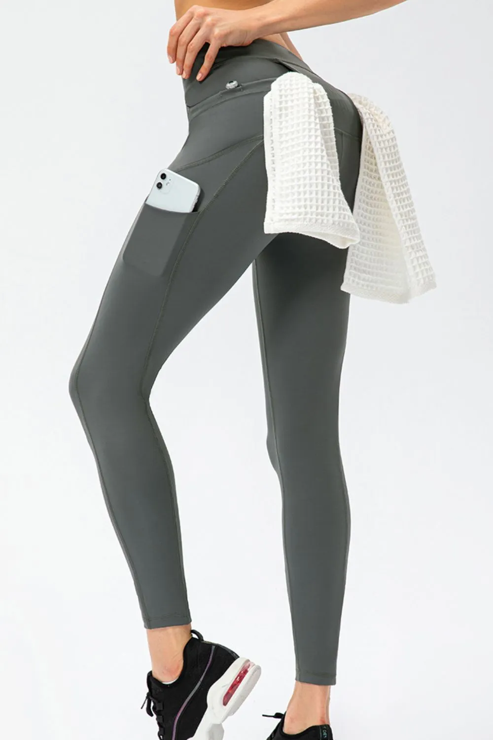 Full Size Slim Fit High Waist Long Sports Pants with Pockets, image 8