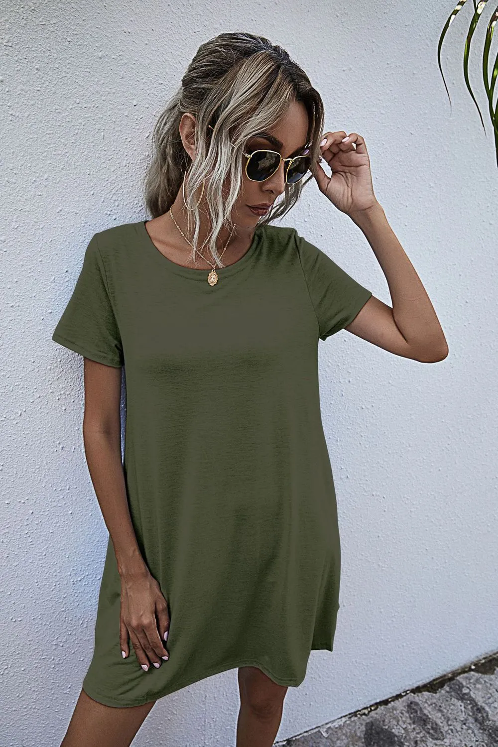 Round Neck Short Sleeve Mini Dress, image 13