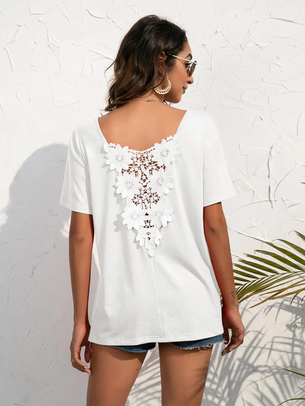 Lace Trim Short Sleeve Top, image 9