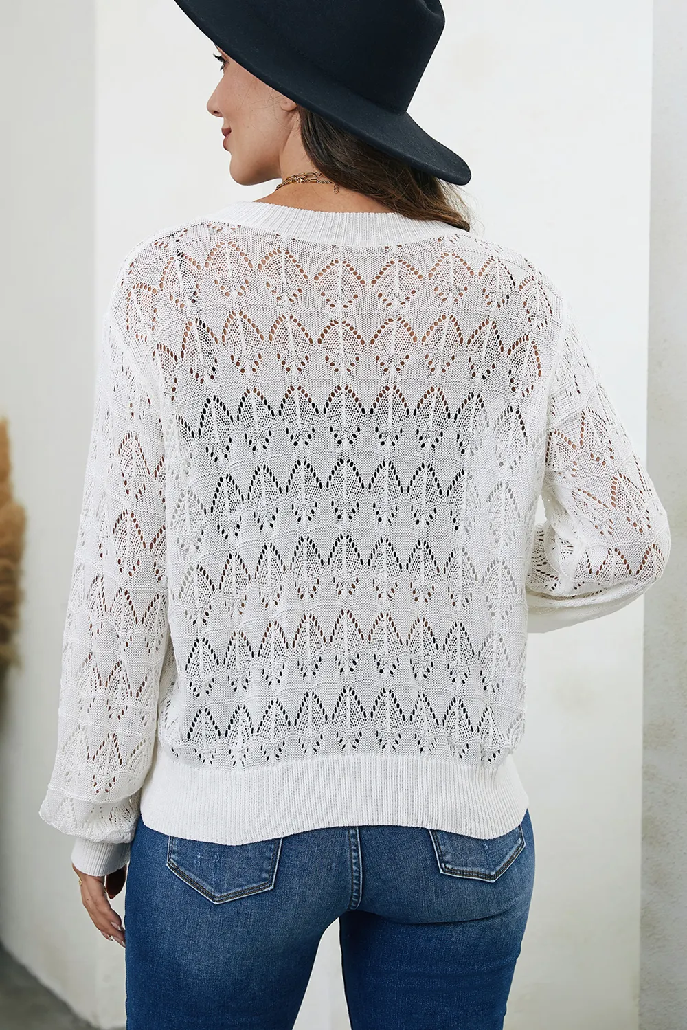 Openwork V-Neck Cardigan, image 13