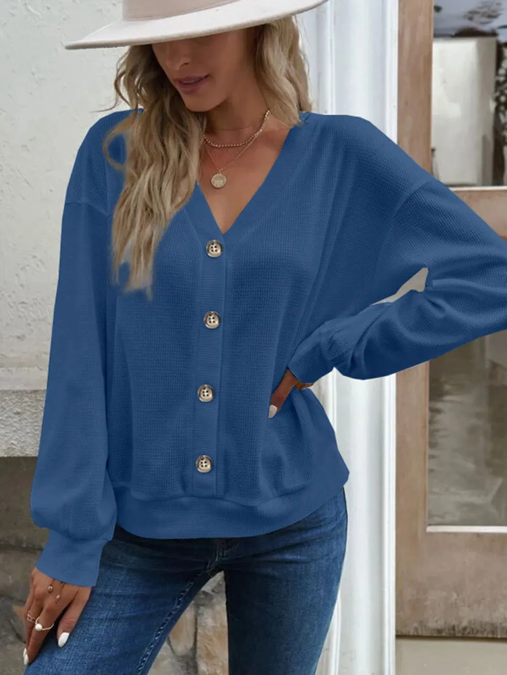V-Neck Dropped Shoulder Blouse, image 15