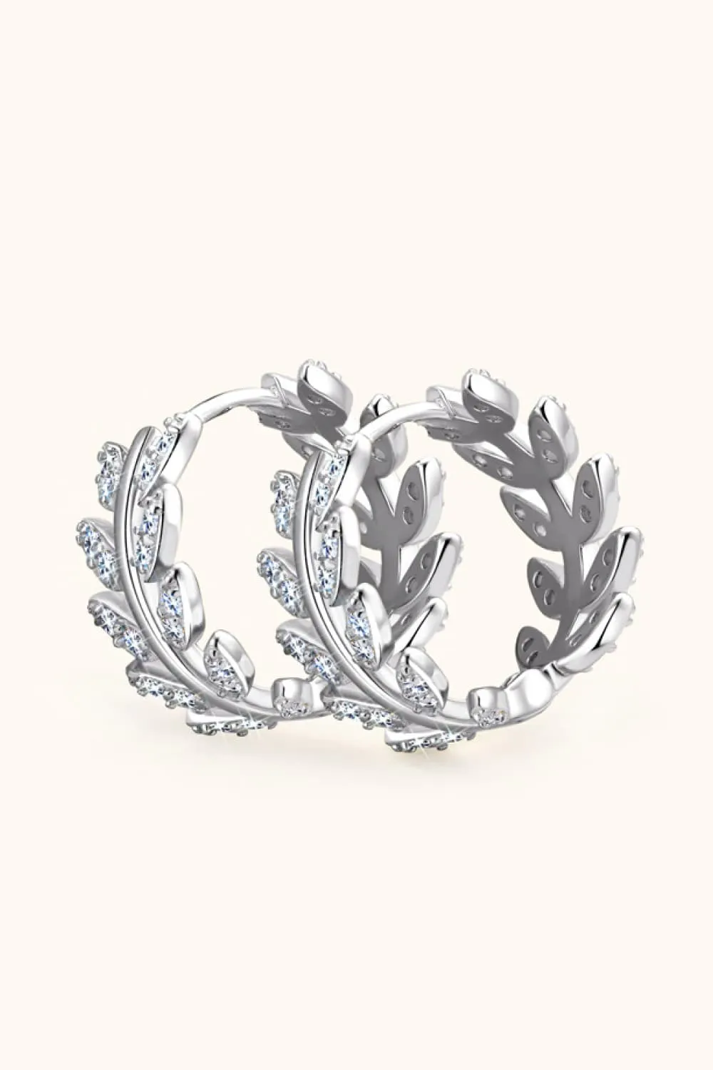 Moissanite Leaf 925 Sterling Silver Earrings, image 4